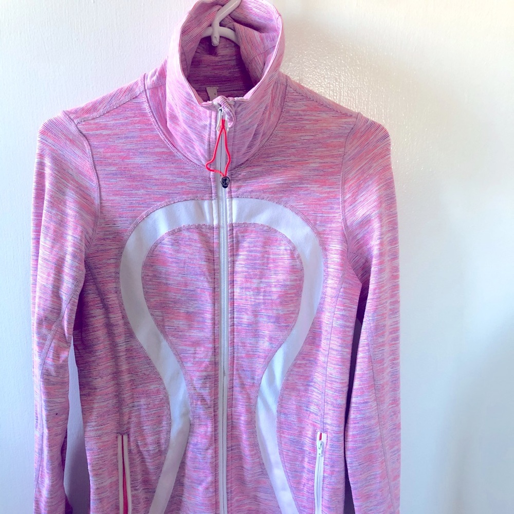 Lululemon Pink Striped Zip Up Jacket
